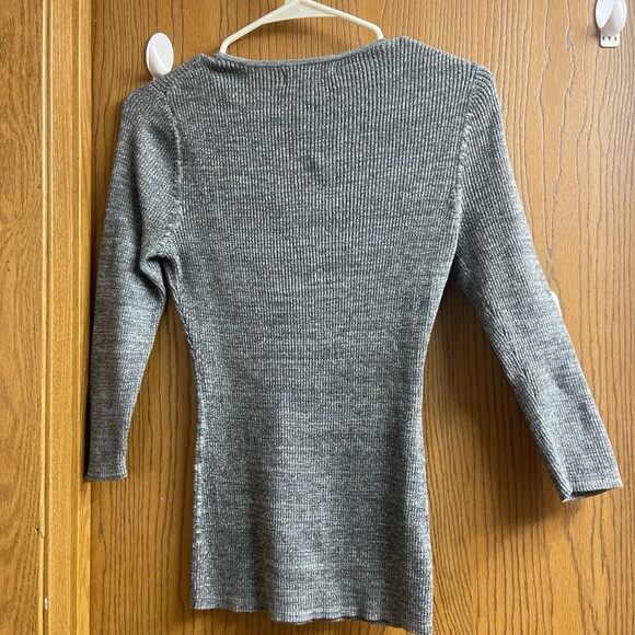 Express Gray Ribbed Knit Top - Picture 3 of 3